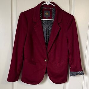 Women's Burgundy Blazer Jacket - Classic Single-Button